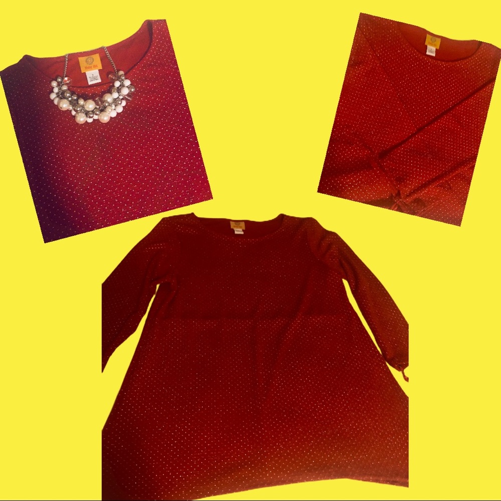 Gorgeous RUBY RED ladies tunic top with Necklace. (NWT) - Picture 4 of 9